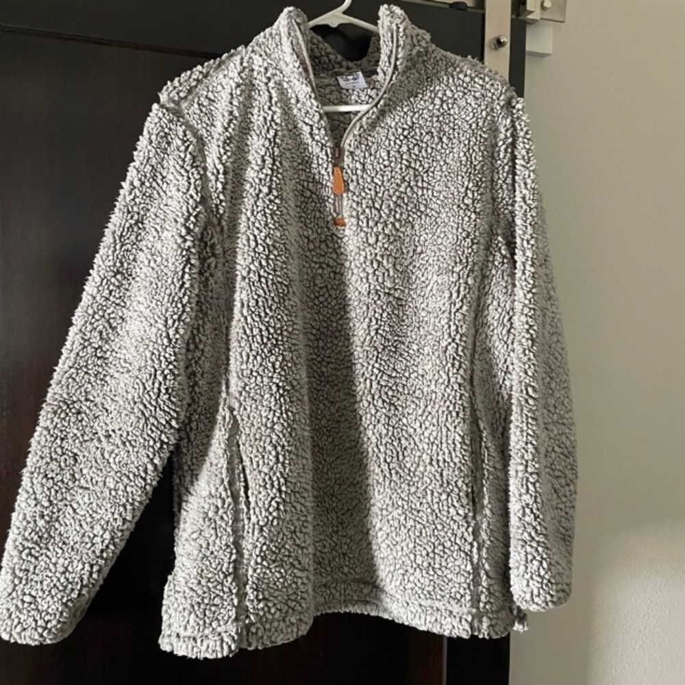 Grey Sherpa Quarter Zip Pullover Jacket